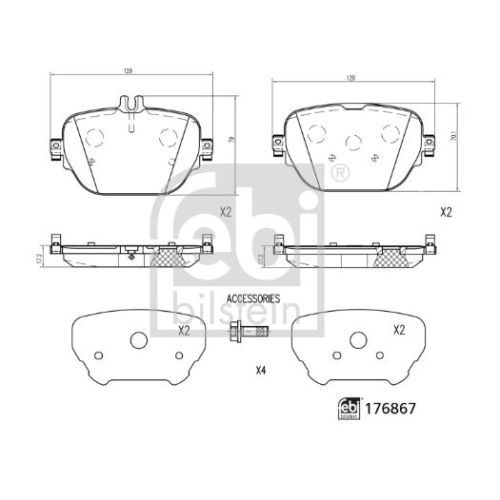 Febi Bilstein 1x 176867 Bremsbelagsatz mit Schrauben