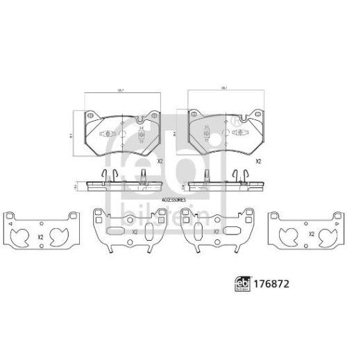 Bremsbelagsatz, Scheibenbremse FEBI BILSTEIN 176872 f&uuml;r AUDI, Vorderachse