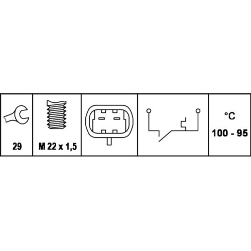 Temperaturschalter, K&uuml;hlerl&uuml;fter HELLA 6ZT 007 807-001 f&uuml;r OPEL VAUXHALL HOLDEN