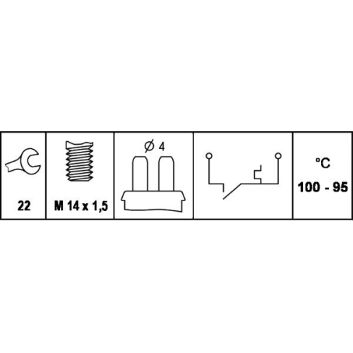 Temperaturschalter, K&uuml;hlerl&uuml;fter HELLA 6ZT 008 729-001 f&uuml;r EVOBUS