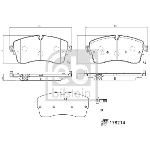 Bremsbelagsatz, Scheibenbremse FEBI BILSTEIN 178214 f&uuml;r LAND ROVER, Vorderachse