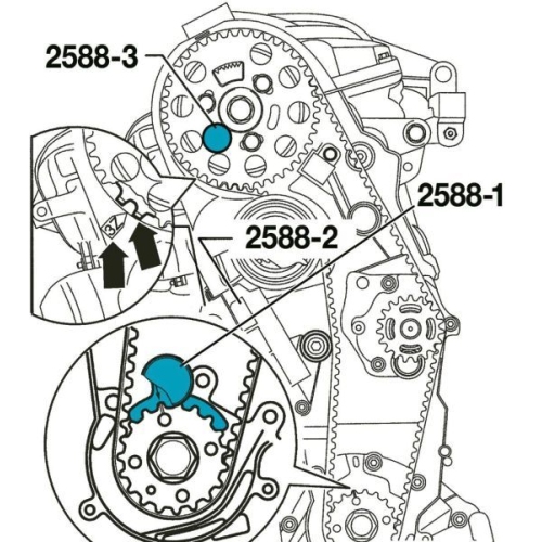Arretierdorn, Nockenwelle HAZET 2588-3 f&uuml;r AUDI SEAT SKODA VW
