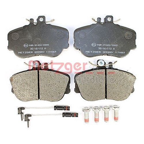 Bremsbelagsatz, Scheibenbremse METZGER 1170069 f&uuml;r MERCEDES-BENZ, Vorderachse
