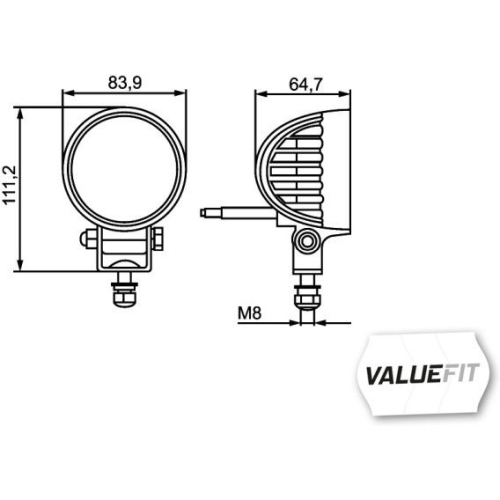 Arbeitsscheinwerfer HELLA 1G0 357 000-001 HELLA VALUEFIT f&uuml;r SCANIA