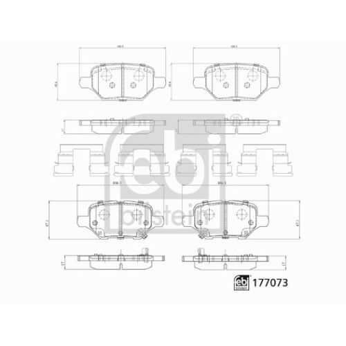 Bremsbelagsatz, Scheibenbremse FEBI BILSTEIN 177073 f&uuml;r OPEL VAUXHALL CHEVROLET
