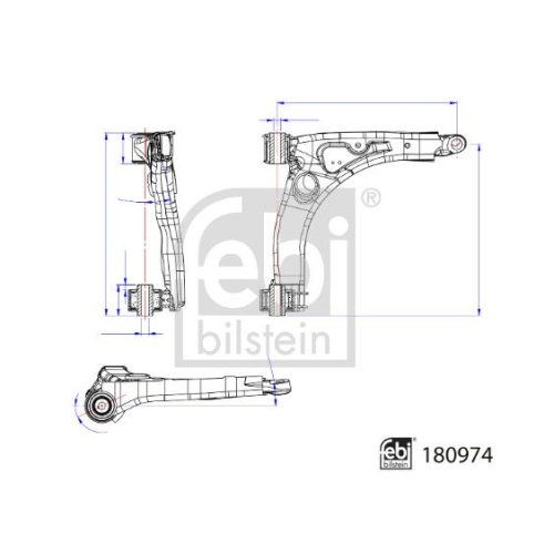 Lenker, Radaufh&auml;ngung FEBI BILSTEIN 180974 f&uuml;r MAN VW, Vorderachse rechts