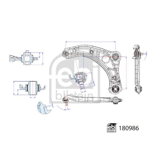 Lenker, Radaufh&auml;ngung FEBI BILSTEIN 180986 f&uuml;r NISSAN, Vorderachse links, unten