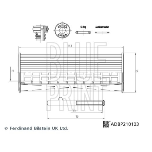 Blue Print 1x ADBP210103BP &Atilde;&ndash;lfilter mit Dichtung und Anbaumaterial