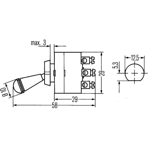 Schalter HELLA 6FG 002 312-001 f&uuml;r AUDI IVECO K&Auml;SSBOHRER MAN MERCEDES-BENZ OPEL