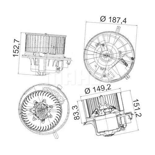 Innenraumgebl&auml;se MAHLE AB 149 000P PREMIUM LINE f&uuml;r AUDI VAG VW (FAW) VW (SVW)