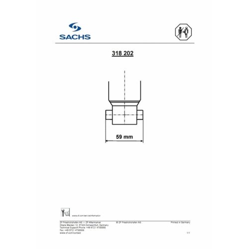 Sto&szlig;d&auml;mpfer SACHS 318 202 f&uuml;r AUDI SEAT SKODA VW, Hinterachse, Vorderachse
