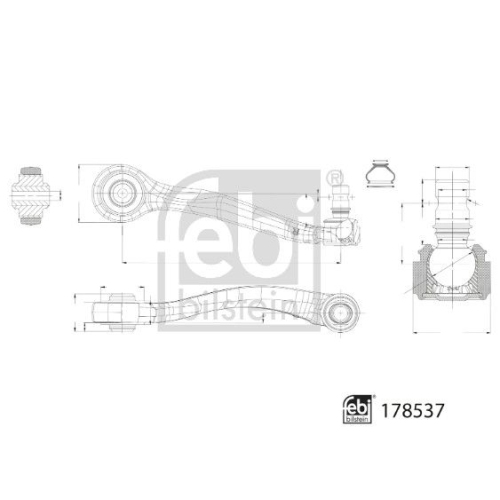 Lenker, Radaufh&auml;ngung FEBI BILSTEIN 178537 f&uuml;r AUDI, Vorderachse rechts, hinten