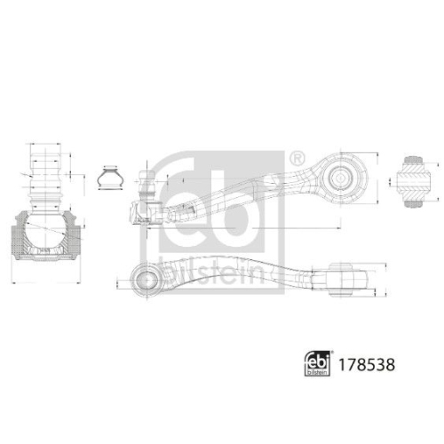 Lenker, Radaufh&auml;ngung FEBI BILSTEIN 178538 f&uuml;r AUDI, Vorderachse links, hinten
