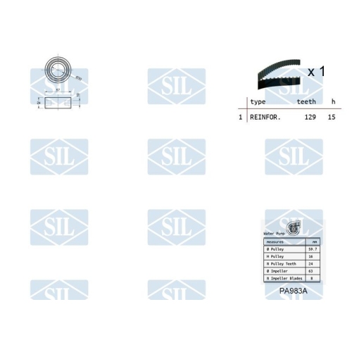 Wasserpumpe + Zahnriemensatz Saleri SIL K1PA983A f&uuml;r FIAT LANCIA