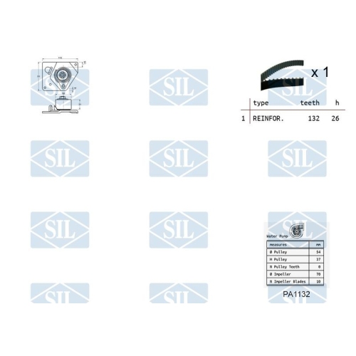 Wasserpumpe + Zahnriemensatz Saleri SIL K1PA1132 f&uuml;r MITSUBISHI NISSAN OPEL