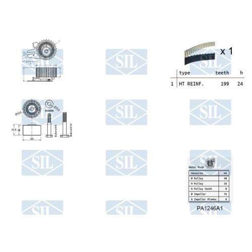 Wasserpumpe + Zahnriemensatz Saleri SIL K1PA1246A1 f&uuml;r ALFA ROMEO FIAT LANCIA