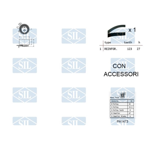 Wasserpumpe + Zahnriemensatz Saleri SIL K1PA1473 f&uuml;r MERCEDES-BENZ NISSAN DACIA
