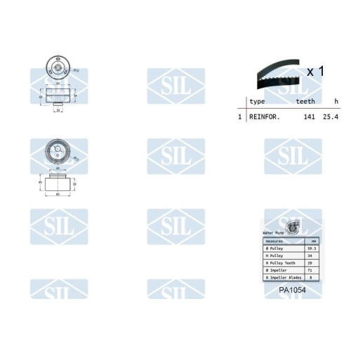 Wasserpumpe + Zahnriemensatz Saleri SIL K4PA1054 f&uuml;r FIAT LANCIA PEUGEOT