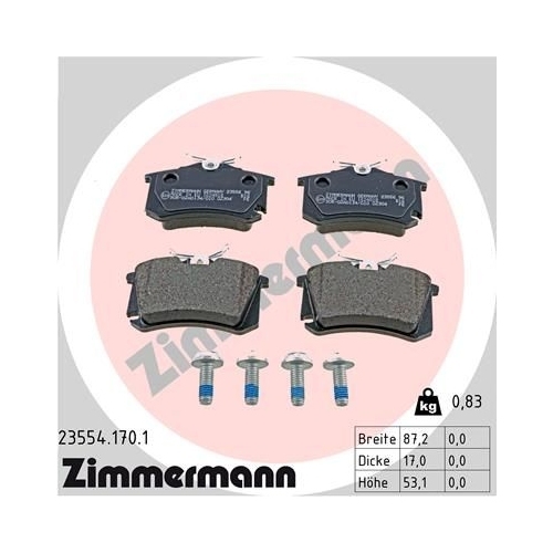 Zimmermann Bremsenset Bremsbel&auml;ge vorne + hinten AUDI SKODA VW VAG