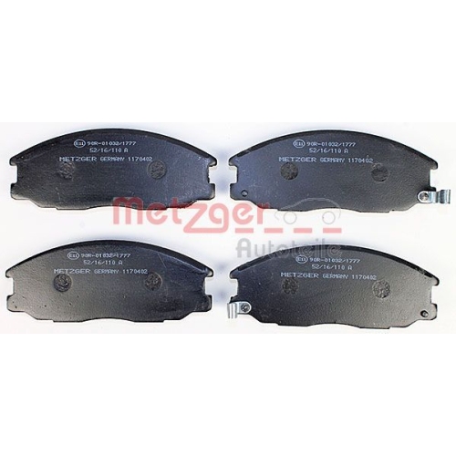 Bremsbelagsatz, Scheibenbremse METZGER 1170402 f&uuml;r HYUNDAI, Vorderachse