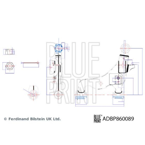 Blue Print 1x ADBP860089BP Querlenker mit Lagern und Gelenk
