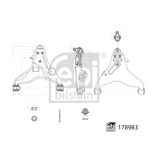 Lenker, Radaufh&auml;ngung FEBI BILSTEIN 178983 f&uuml;r MITSUBISHI, Vorderachse rechts