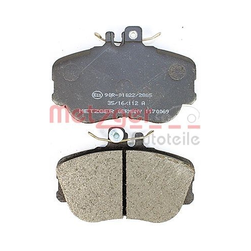 Bremsbelagsatz, Scheibenbremse METZGER 1170069 f&uuml;r MERCEDES-BENZ, Vorderachse