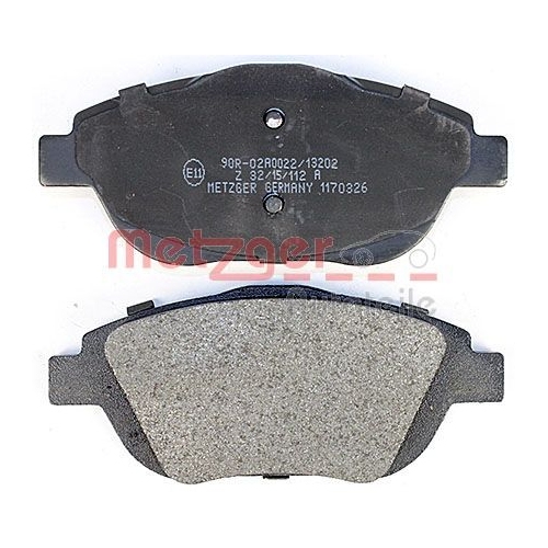 Bremsbelagsatz, Scheibenbremse METZGER 1170326 f&uuml;r CITRO&Euml;N, Vorderachse