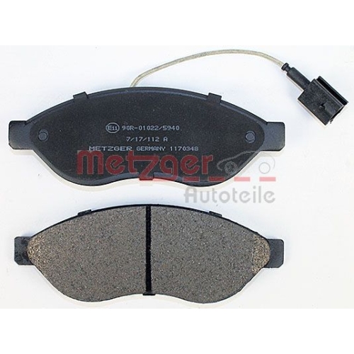 Bremsbelagsatz, Scheibenbremse METZGER 1170348 f&uuml;r CITRO&Euml;N FIAT PEUGEOT