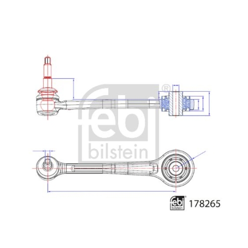 Lenker, Radaufh&auml;ngung FEBI BILSTEIN 178265 f&uuml;r BMW, Hinterachse links, oben