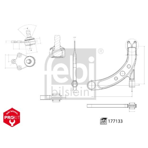 Lenker, Radaufh&auml;ngung FEBI BILSTEIN 177133 ProKit f&uuml;r AUDI SEAT SKODA VW