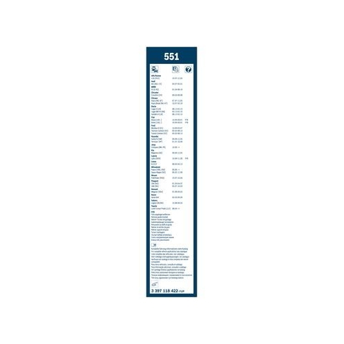 Bosch Wischblattsatz 551 3 397 118 422 Wischerblatt
