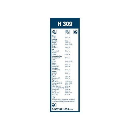 Bosch Wischblatt H309 3 397 011 630 Wischerblatt
