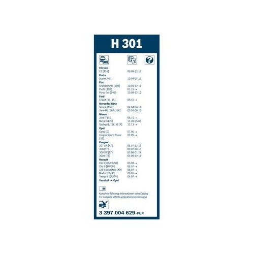 Bosch Wischblatt H301 3 397 004 629 Wischerblatt