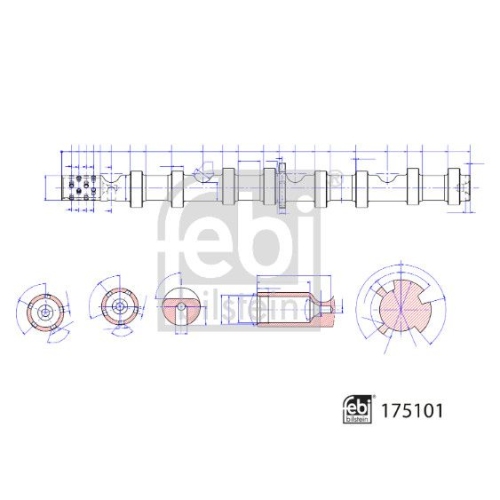 Nockenwelle FEBI BILSTEIN 175101 f&uuml;r AUDI SEAT SKODA VW, Einlassseite