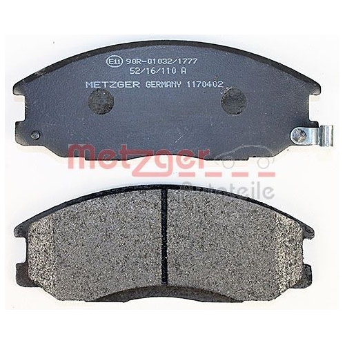Bremsbelagsatz, Scheibenbremse METZGER 1170402 f&uuml;r HYUNDAI, Vorderachse