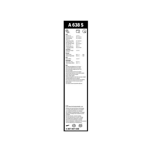 Bosch Wischblattsatz A638S 3 397 007 638 Wischerblatt