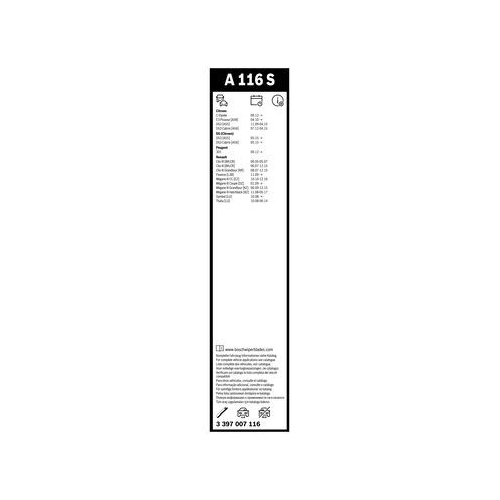 Bosch Wischblattsatz A116S 3 397 007 116 Wischerblatt