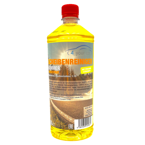 4yourcar Scheibenreiniger Konzentrat Sommer mit Frischem Citrusduft 1 L Empfohlenes Mischverh&auml;ltnis 1:10