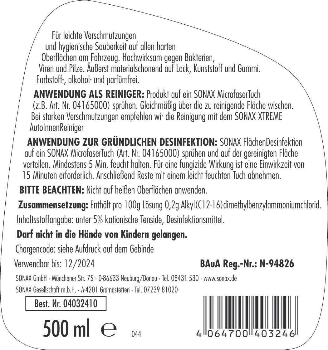 Sonax 04032410 Fl&auml;chendesinfektion 1x500ml